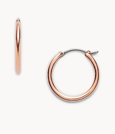 Shop Fossil Women's Rose Gold Stainless Steel Hoop Earring In Pink