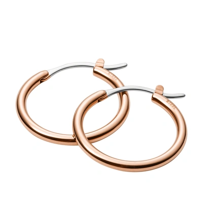 Shop Fossil Women's Rose Gold Stainless Steel Hoop Earring In Pink