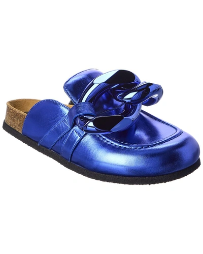Shop Jw Anderson Chain Leather Mule In Blue