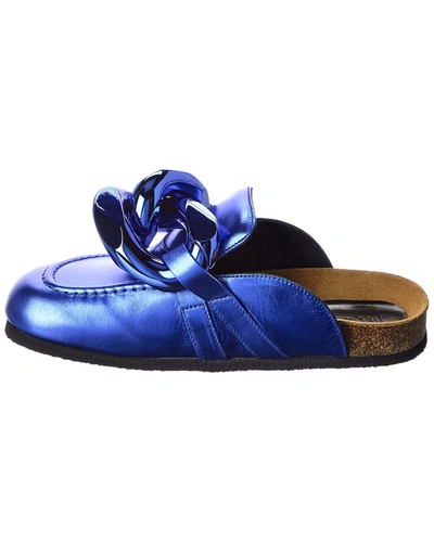 Shop Jw Anderson Chain Leather Mule In Blue