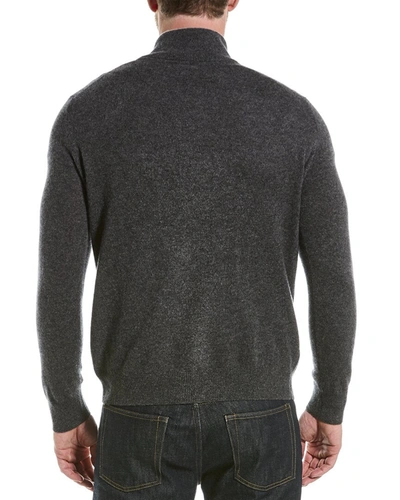 Shop Magaschoni Cashmere 1/4-zip Mock Neck Sweater In Grey