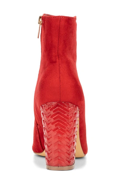 New York And Company Zhuri Faux Suede Zigzag Block Heel Bootie In Red
