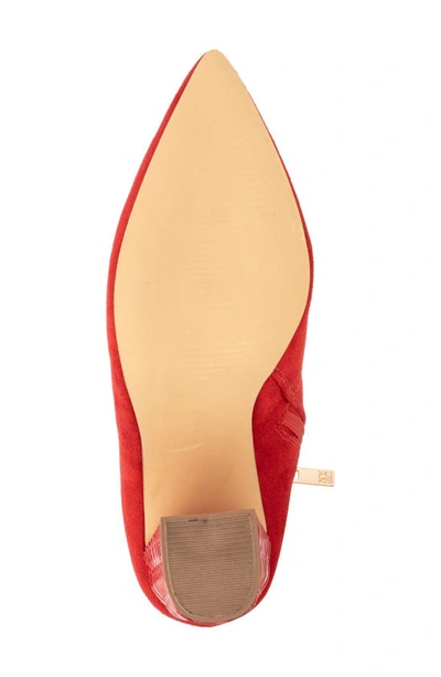 New York And Company Zhuri Faux Suede Zigzag Block Heel Bootie In Red