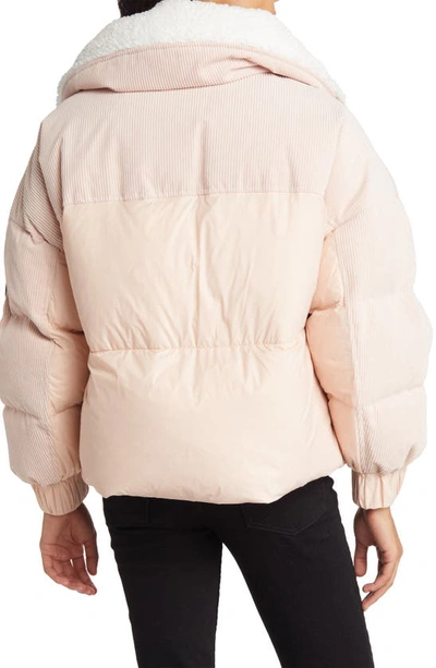 Shop Moose Knuckles Elmira Faux Shearling Collar Down Puffer Jacket In Rose Smoke
