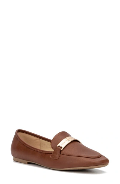 Shop New York And Company Harleigh Faux Leather Loafer In Cognac