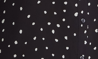 Dr2 By Daniel Rainn Peter Pan Collar Polka Dot Button Front Long Sleeve Blouse In M398 Black