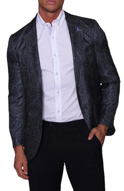 Shop Tailorbyrd Jacquard Paisley Dinner Jacket In Grey/ Navy