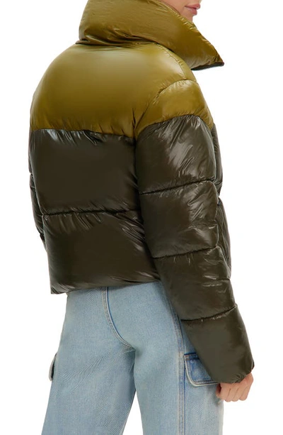 Noize Lotte Puffer Short Coat In Moss/ Uniform
