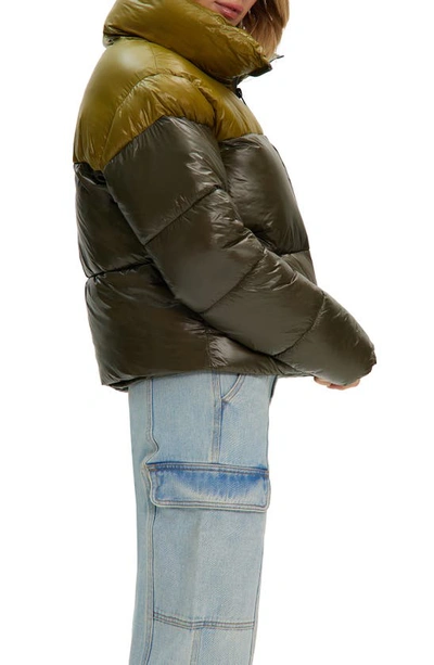 Noize Lotte Puffer Short Coat In Moss/ Uniform
