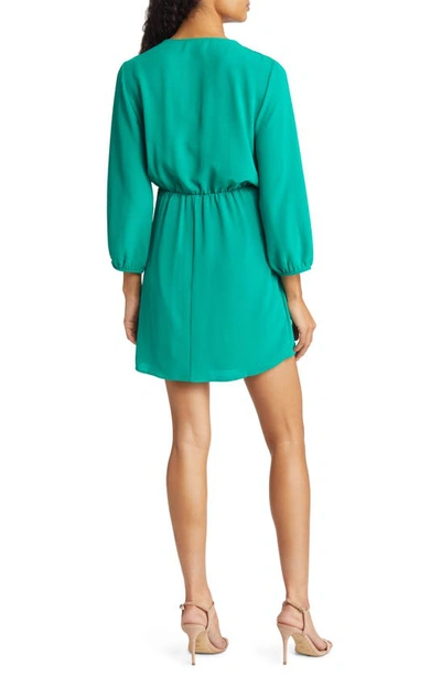Shop Fraiche By J Long Sleeve Tie Front Dress In Emerald