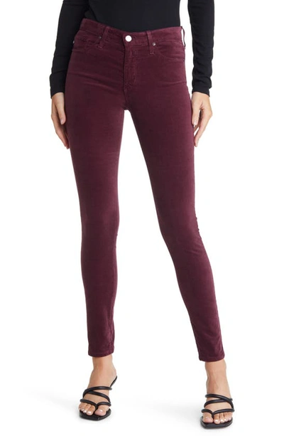 Shop Ag The Farrah High Waist Velvet Jeans In Maroon Peak