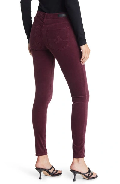 Shop Ag The Farrah High Waist Velvet Jeans In Maroon Peak