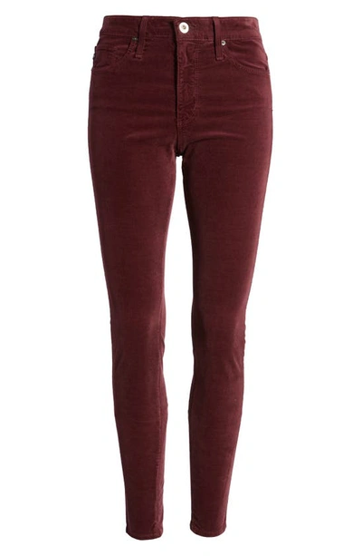 Shop Ag The Farrah High Waist Velvet Jeans In Maroon Peak