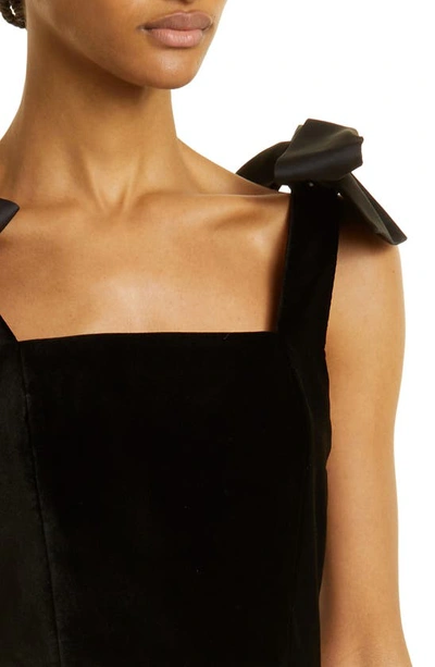 Shop Alice And Olivia Maryann Velvet & Satin Tie Shoulder Dress In Black