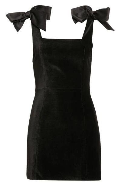 Shop Alice And Olivia Maryann Velvet & Satin Tie Shoulder Dress In Black