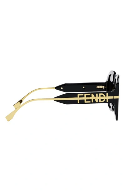 Shop Fendi The Graphy 55mm Geometric Sunglasses In Shiny Black / Gradient Smoke