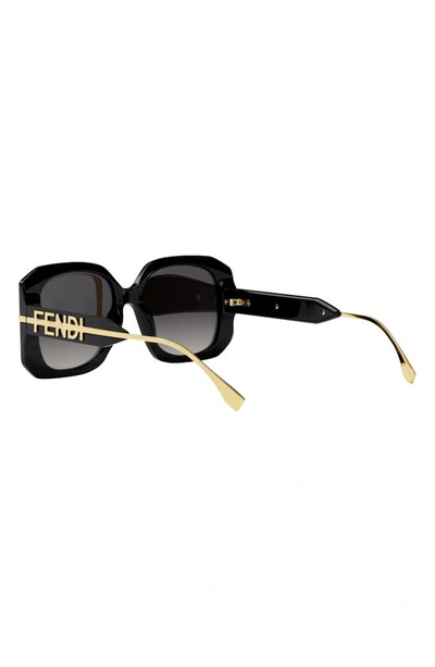 Shop Fendi The Graphy 55mm Geometric Sunglasses In Shiny Black / Gradient Smoke