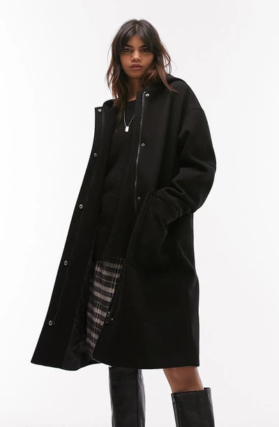 Topshop Clean Duffle Coat In Black | ModeSens