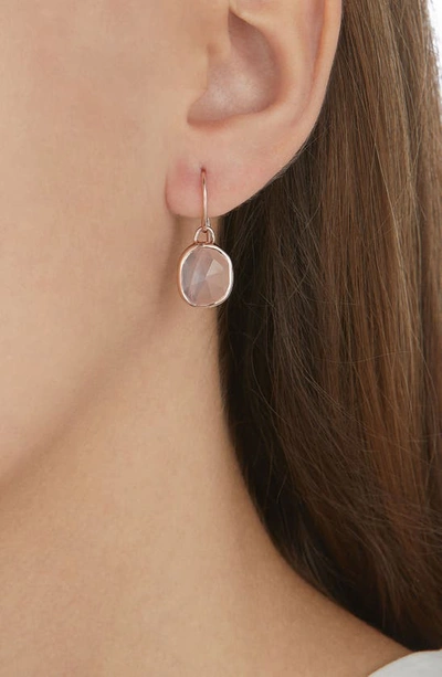 Shop Monica Vinader Siren Semiprecious Stone Drop Earrings In Rose Gold/ Rose Quartz