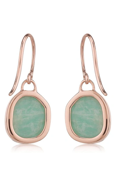Shop Monica Vinader Siren Semiprecious Stone Drop Earrings In Amazonite/ Rose Gold