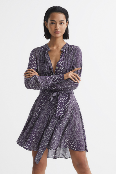 Shop Reiss Luella - Purple Printed Mini Dress, Us 6