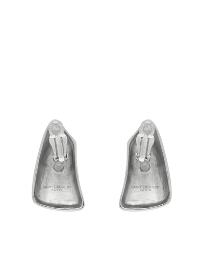 Shop Saint Laurent Comet Sculpted Earrings In Silver