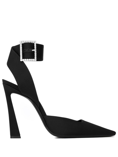 Shop Saint Laurent Claude 110mm Slingback Sandals In Black