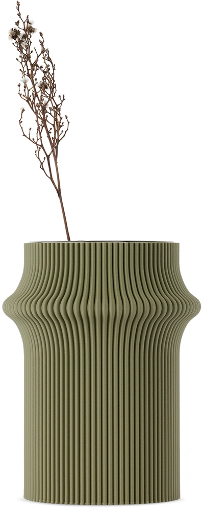 Shop Sheyn Green Zayl Vase In Olive