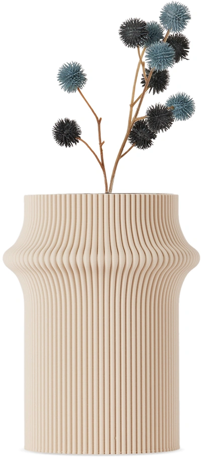 Shop Sheyn Beige Zayl Vase In Lark Beige