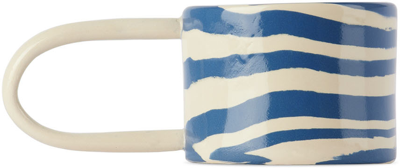 Shop Henry Holland Studio Ssense Exclusive Blue & White Loop Mug In Blue/white
