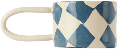 Shop Henry Holland Studio Blue & White Check Loop Mug In Blue/white