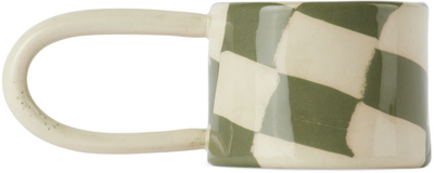 Shop Henry Holland Studio Green & White Check Loop Mug In Green/white