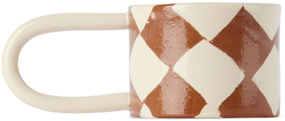 Shop Henry Holland Studio Brown & White Check Loop Mug In Terra/white