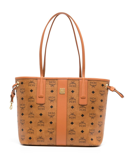 Shop Mcm Small Liz Reversible Tote Bag In Brown