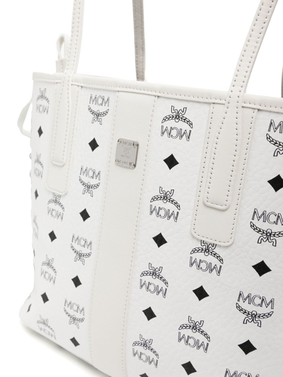 Shop Mcm Small Liz Reversible Tote Bag In White