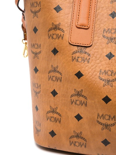 Shop Mcm Small Liz Reversible Tote Bag In Brown