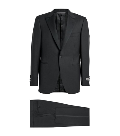Shop Canali Wool Suit In Black