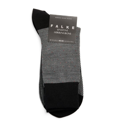 Shop Falke Sensitive Herringbone Socks In Black