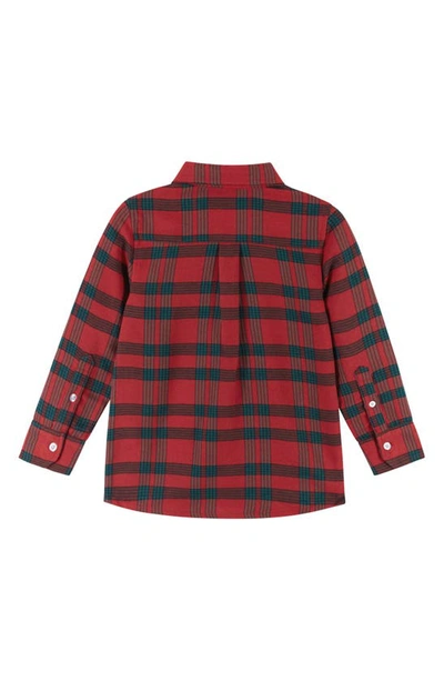 Shop Andy & Evan Kids' Plaid Flannel Shirt & Bow Tie Set In Red Plaid