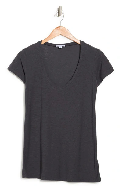 Shop James Perse Deep V-neck T-shirt In Asphalt
