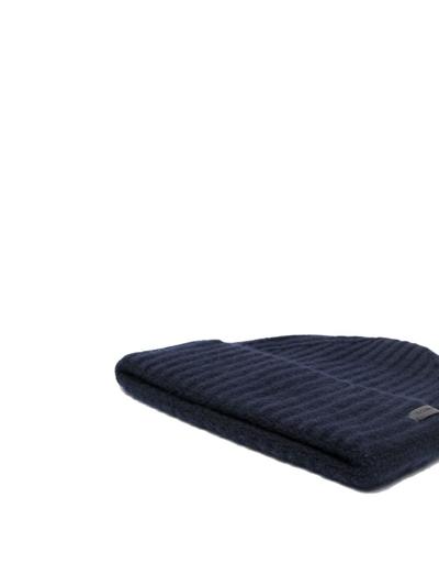 Shop Vince Ribbed-knit Cashmere Beanie In Blue