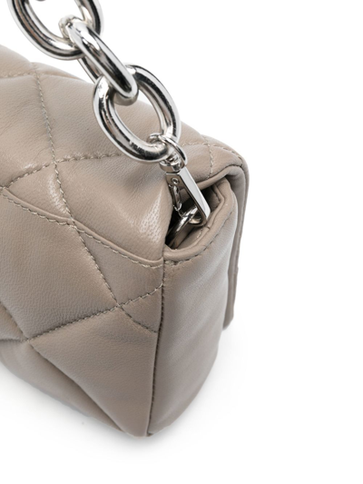 Shop Stand Studio Quilted Chain-detail Bag In Grey