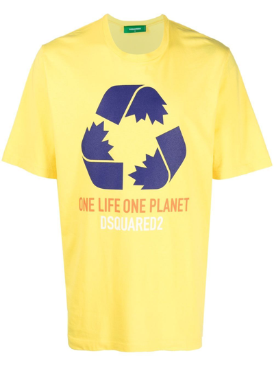 Dsquared2 Logo-print Short-sleeved T-shirt In Yellow