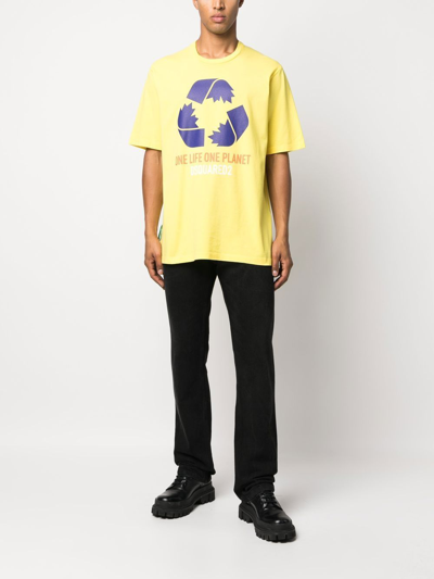 Dsquared2 Logo-print Short-sleeved T-shirt In Yellow