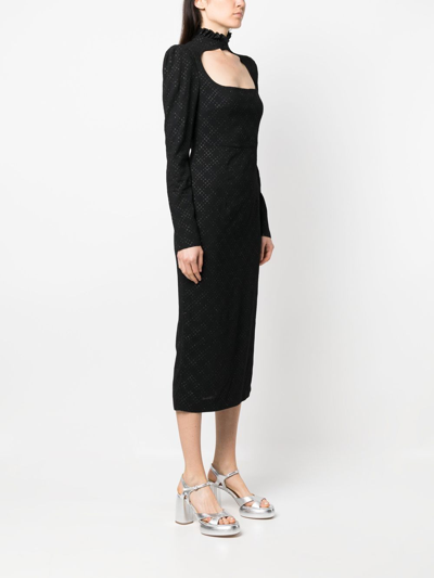 Philosophy Di Lorenzo Serafini Diamond-pattern Midi Dress In Black