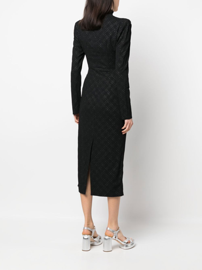Philosophy Di Lorenzo Serafini Diamond-pattern Midi Dress In Black