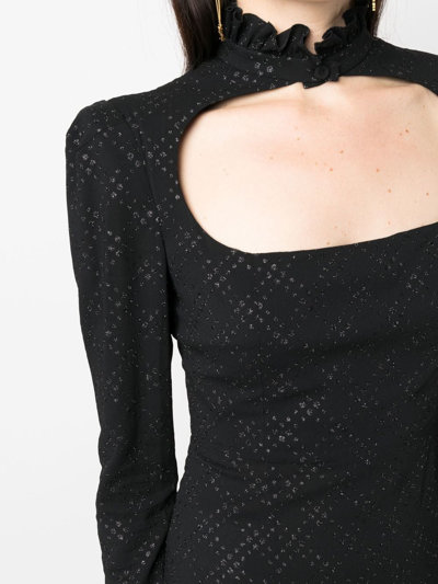 Philosophy Di Lorenzo Serafini Diamond-pattern Midi Dress In Black