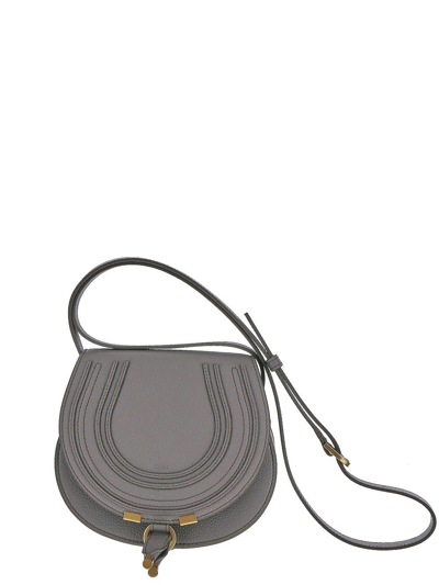 Shop Chloé Marcie Small Saddle Bag In Grey