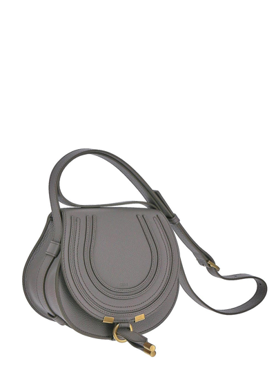 Shop Chloé Marcie Small Saddle Bag In Grey