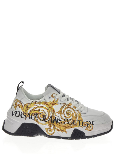 Shop Versace Jeans Couture Printed Sneakers In White